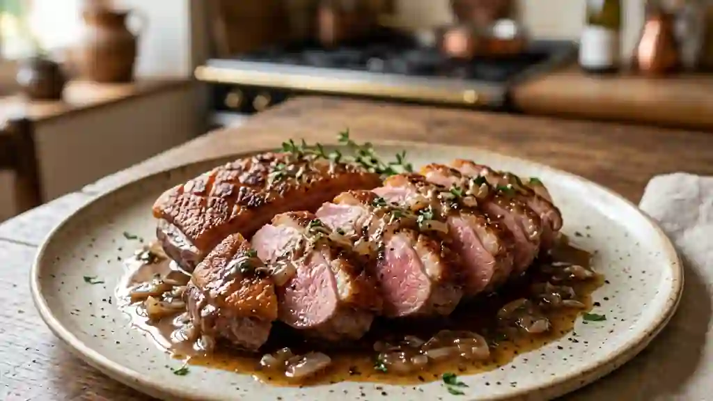 Magret de canard fondant, sauce au Muscadet - Photo de présentation