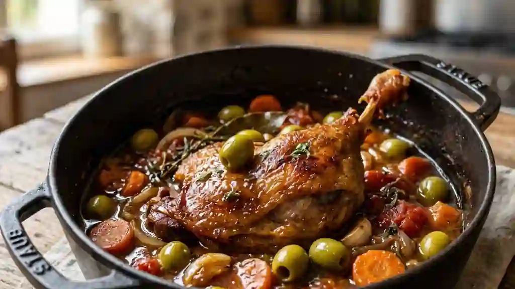 Canard fondant aux olives et vin blanc - Photo de présentation