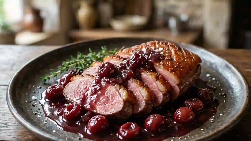 Magret de canard laqué aux cerises - Photo de présentation