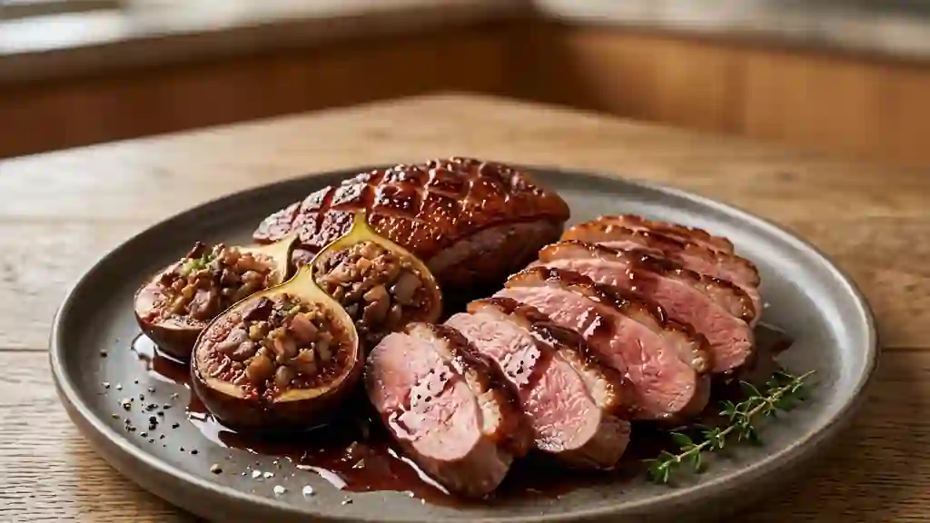 Magret de canard et figues farcies au foie - Photo de présentation