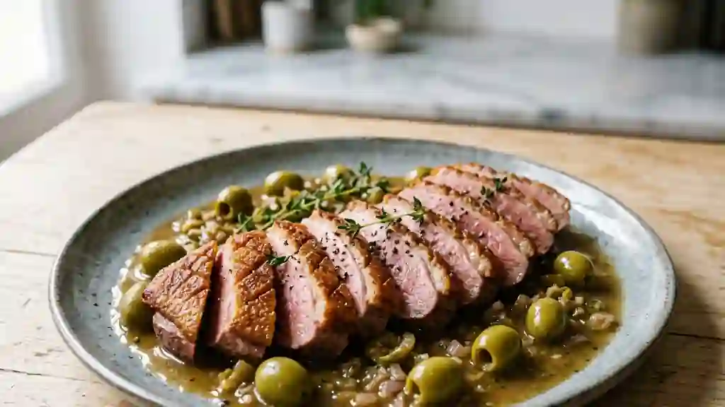 Canard sauvage aux olives vertes et thym - Photo de présentation