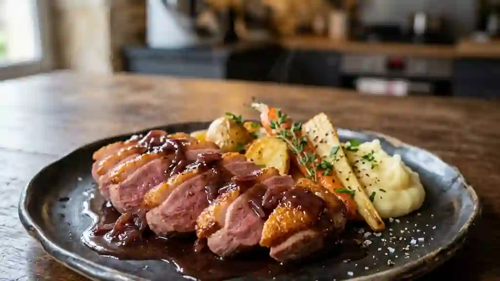 Canette Croustillante Flambée au Porto - Photo de présentation