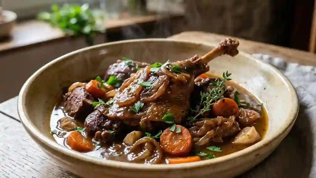 Canette fondante mijotée au vin blanc - Photo de présentation