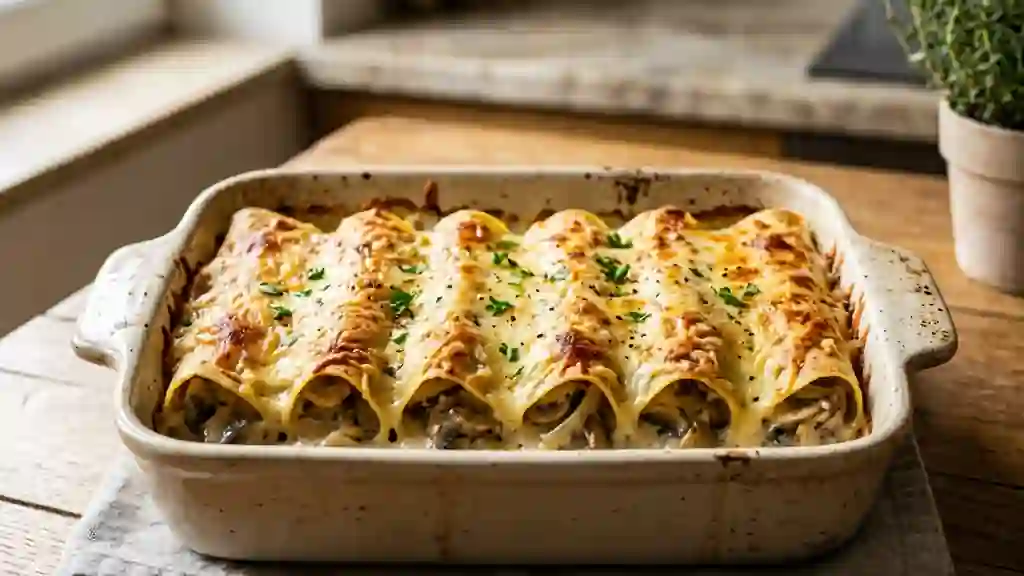 Cannelloni fondants aux champignons de Paris - Photo de présentation
