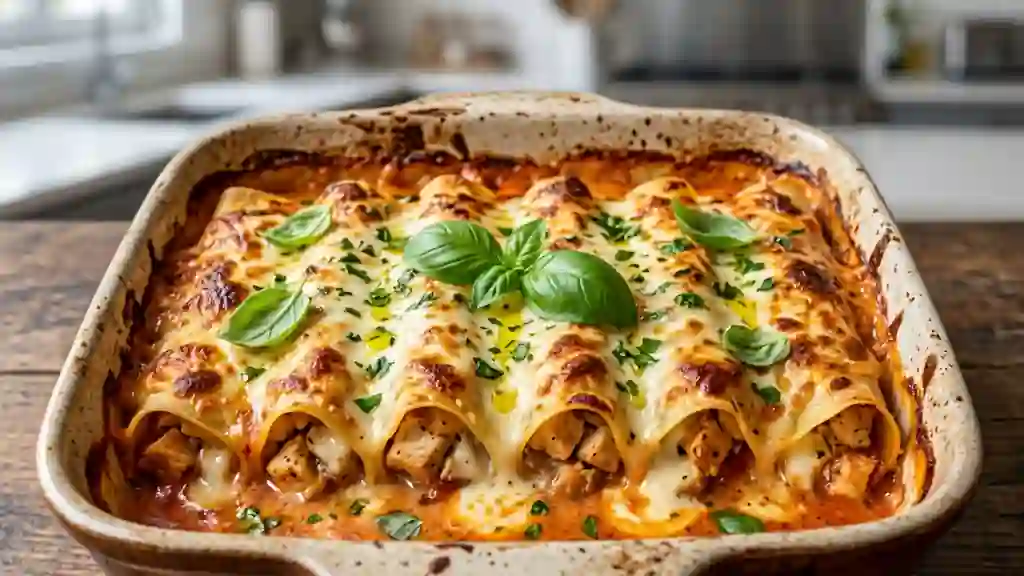 Cannellonis fondants au poulet et mozzarella - Photo de présentation