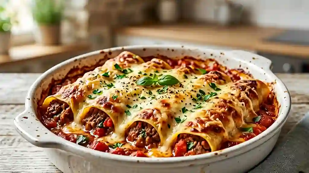 Cannellonis fondants au bœuf et gratinés - Photo de présentation