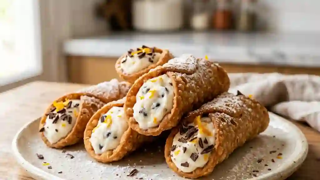 Cannoli croquants, crème ricotta et chocolat - Photo de présentation