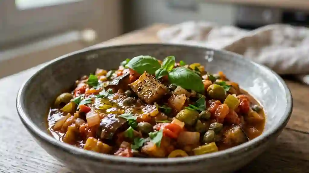 Caponata sicilienne fondante et acidulée - Photo de présentation