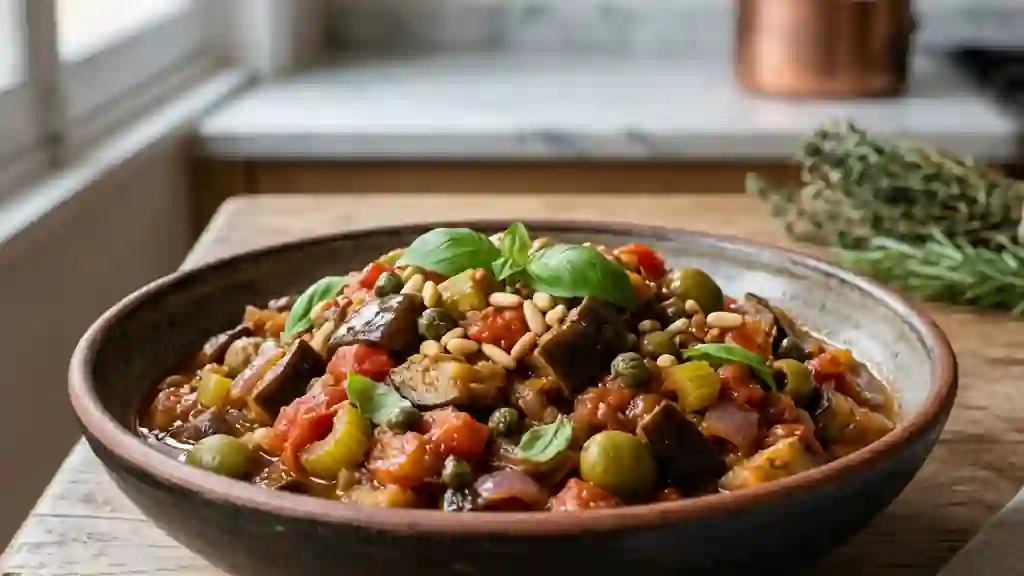 Caponata sicilienne fondante et acidulée - Photo de présentation