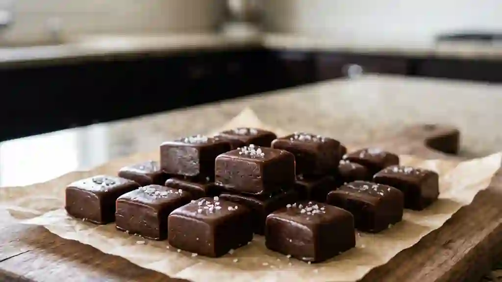 Caramels fondants au chocolat noir et sel - Photo de présentation