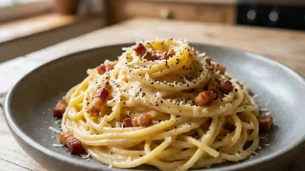 Carbonara onctueuse à la pancetta grillée - Photo de présentation