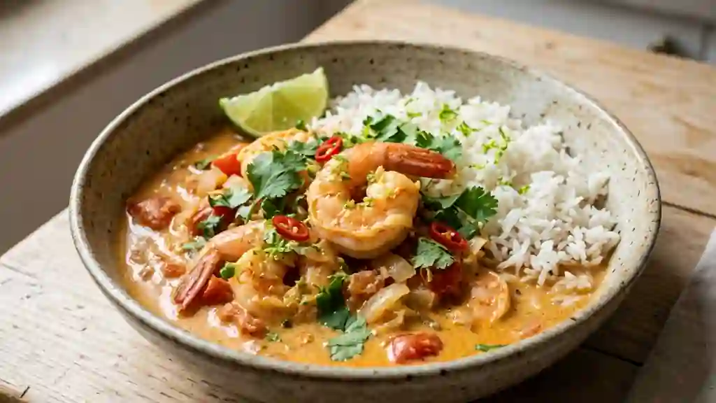 Cari de crevettes onctueux au lait de coco - Photo de présentation