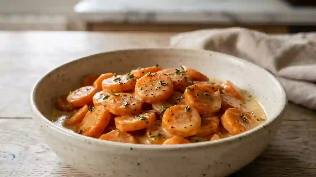 Carottes fondantes à la crème et au thym - Photo de présentation