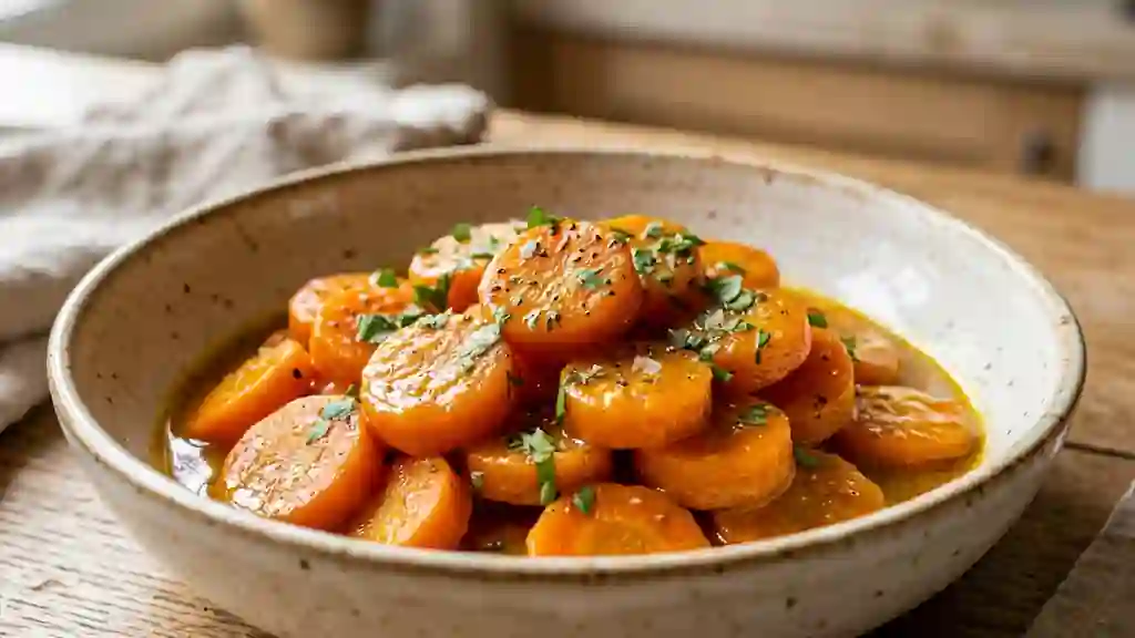 Carottes fondantes au beurre de curry - Photo de présentation