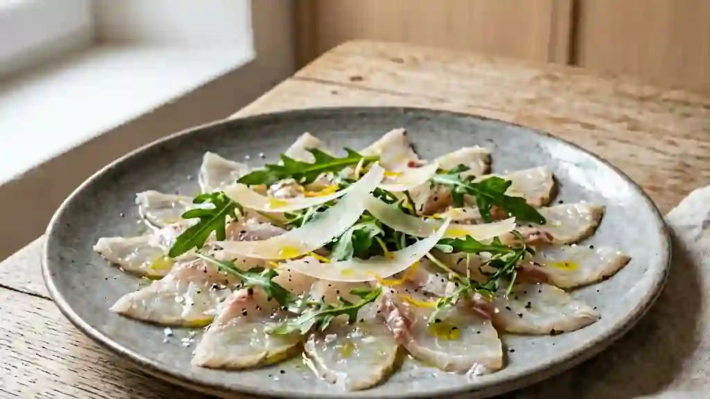 Carpaccio de bar fondant aux agrumes - Photo de présentation