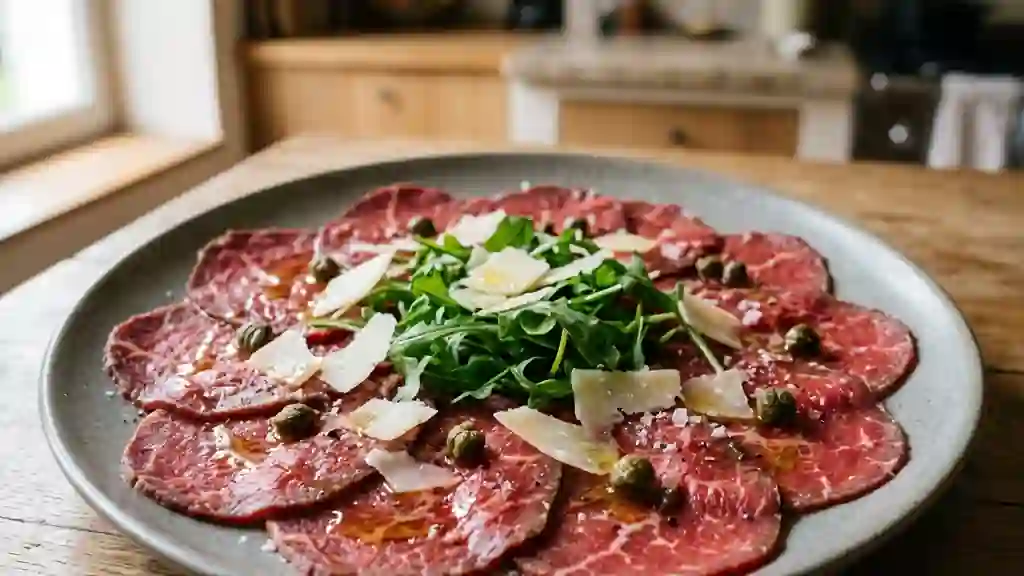 Carpaccio de bœuf fondant au parmesan - Photo de présentation