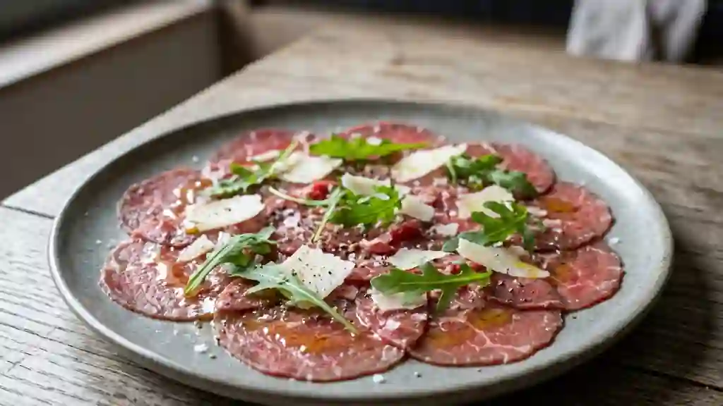 Carpaccio de bœuf fondant au parmesan - Photo de présentation