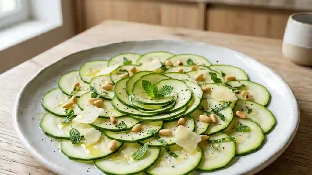 Carpaccio de courgettes croquant au parmesan - Photo de présentation