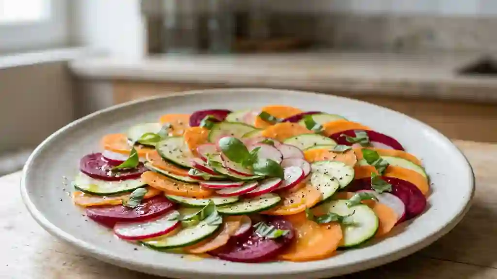 Carpaccio de crudités croquant au basilic - Photo de présentation