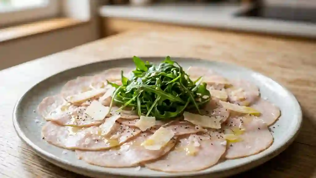 Carpaccio de dinde fondant au parmesan - Photo de présentation