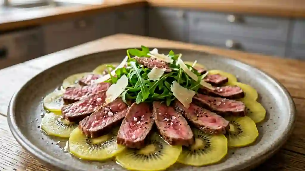 Carpaccio d'agneau et kiwi gold acidulé - Photo de présentation