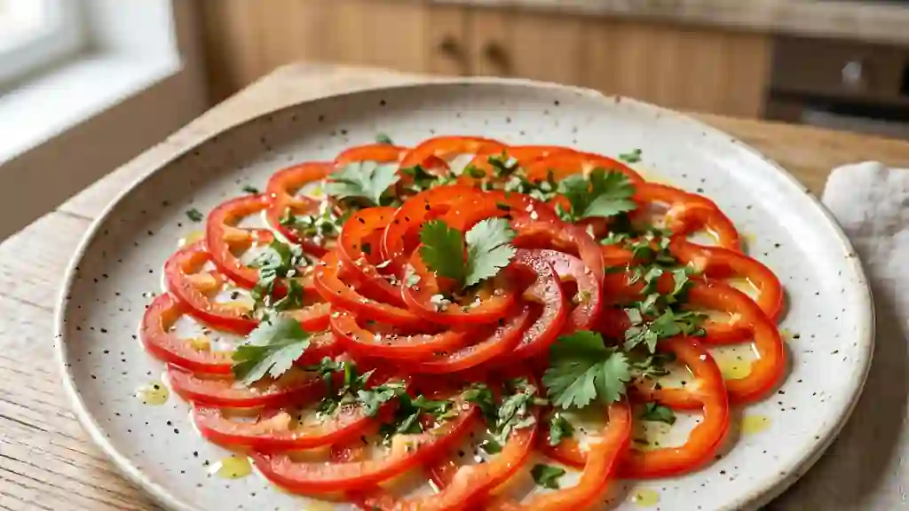 Carpaccio de poivrons fondant et acidulé - Photo de présentation
