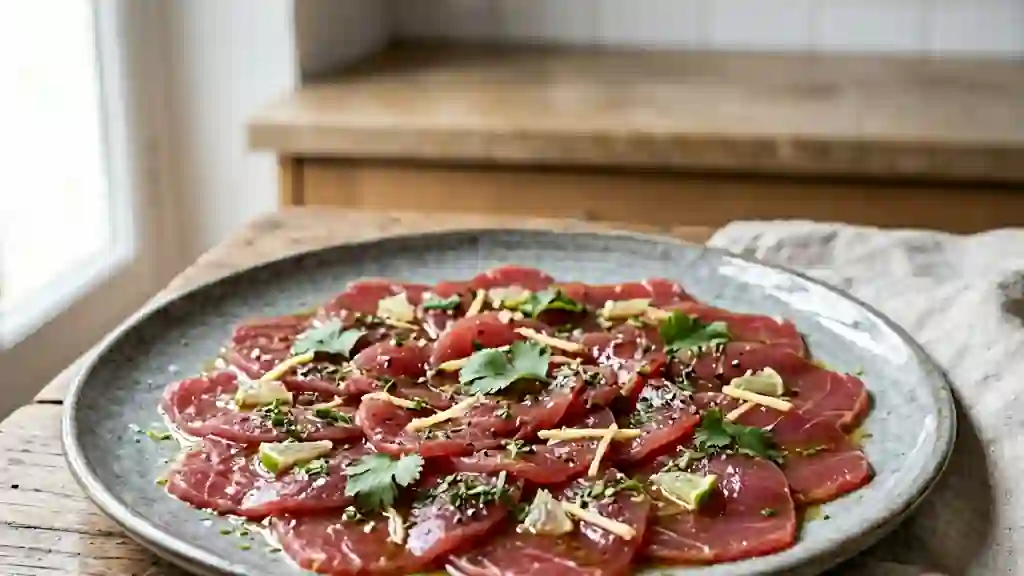 Carpaccio de thon fondant gingembre et citron vert - Photo de présentation