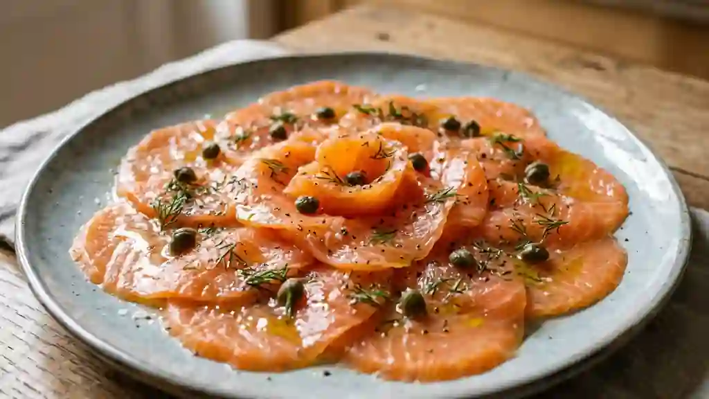 Carpaccio de truite fondant au citron - Photo de présentation