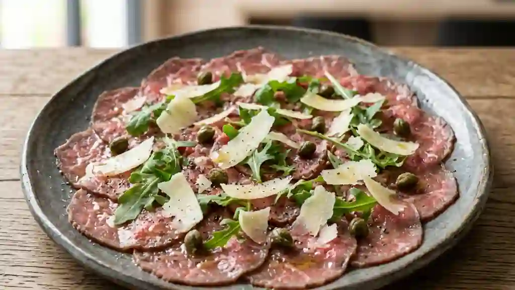 Carpaccio de bœuf fondant au parmesan - Photo de présentation
