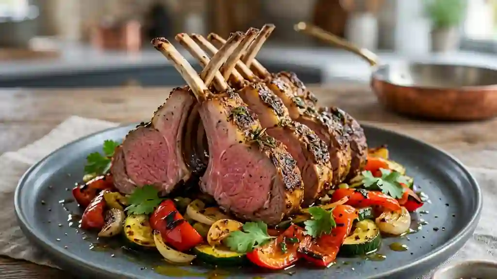 Carré d'agneau épicé et légumes fondants - Photo de présentation
