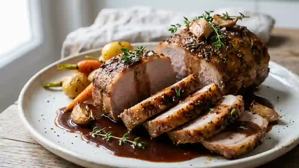 Carré de porc rôti au thym et ail - Photo de présentation