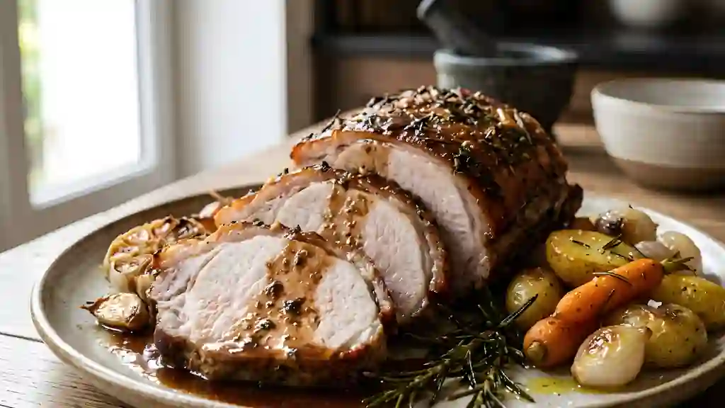 Carré de porc rôti à l'ail et au romarin - Photo de présentation