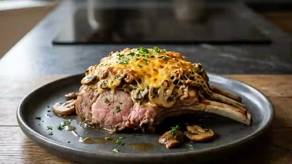 Carré de veau gratiné à la crème forestière - Photo de présentation