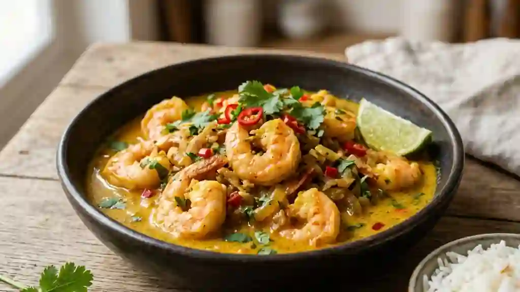 Carri de crevettes onctueux et relevé - Photo de présentation