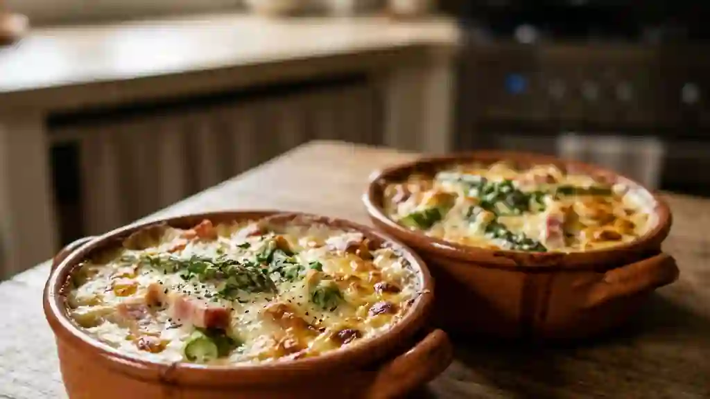 Cassolettes d'asperges crémeuses au jambon - Photo de présentation