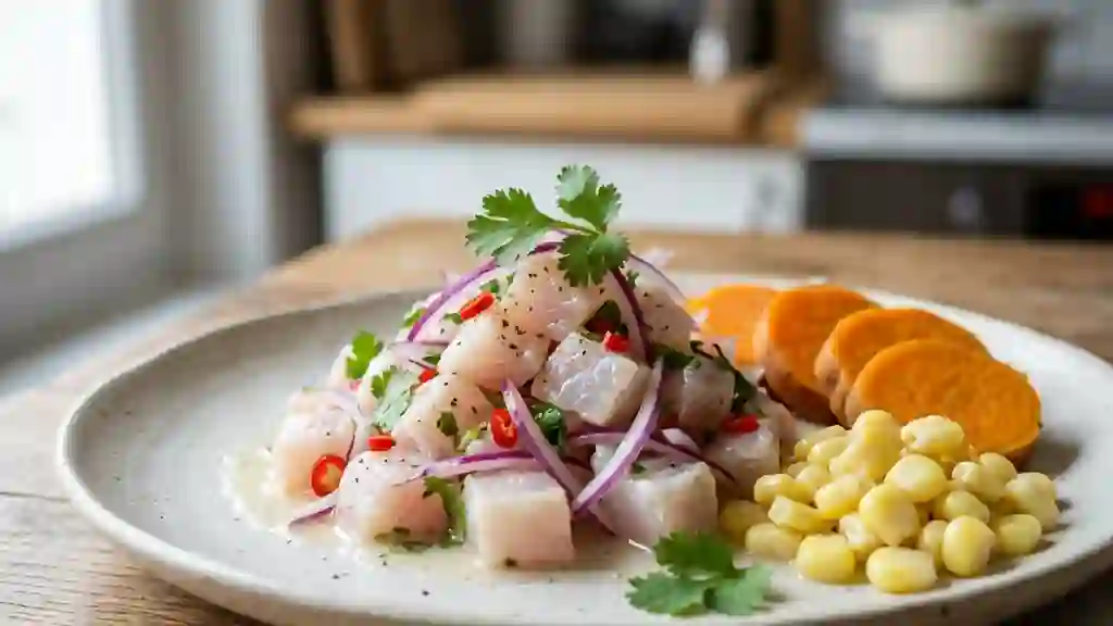 Ceviche de poisson blanc acidulé et fondant - Photo de présentation