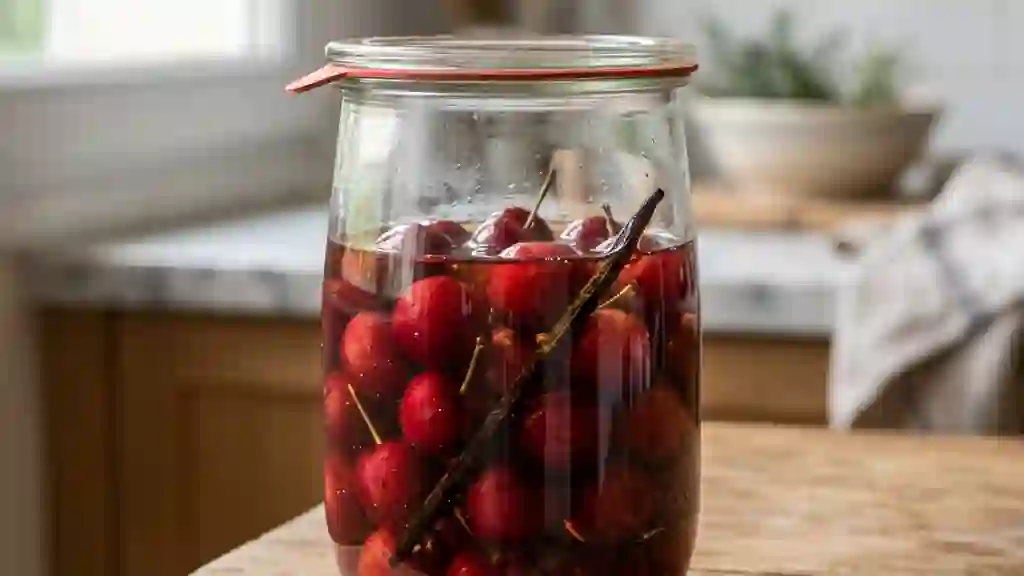 Cerises charnues infusées à l'eau-de-vie - Photo de présentation