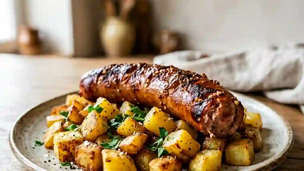 Cervelas à l'Alsacienne et Pommes de Terre Dorées - Photo de présentation