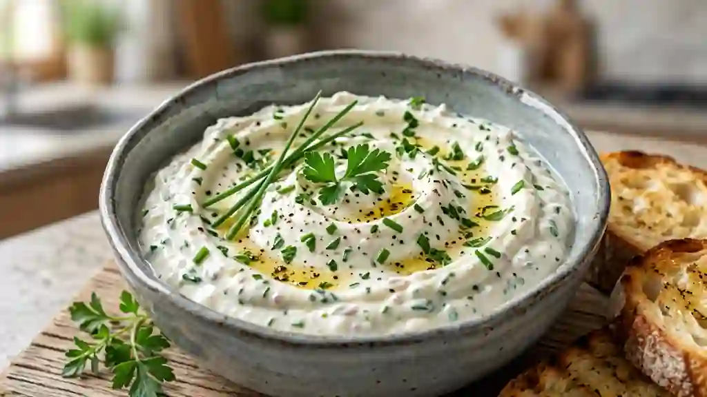 Cervelle de canut crémeuse et herbes fraîches - Photo de présentation