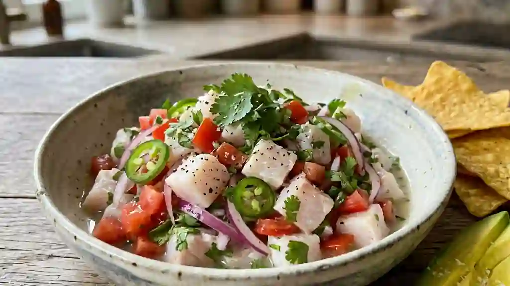 Ceviche de poisson blanc acidulé - Photo de présentation