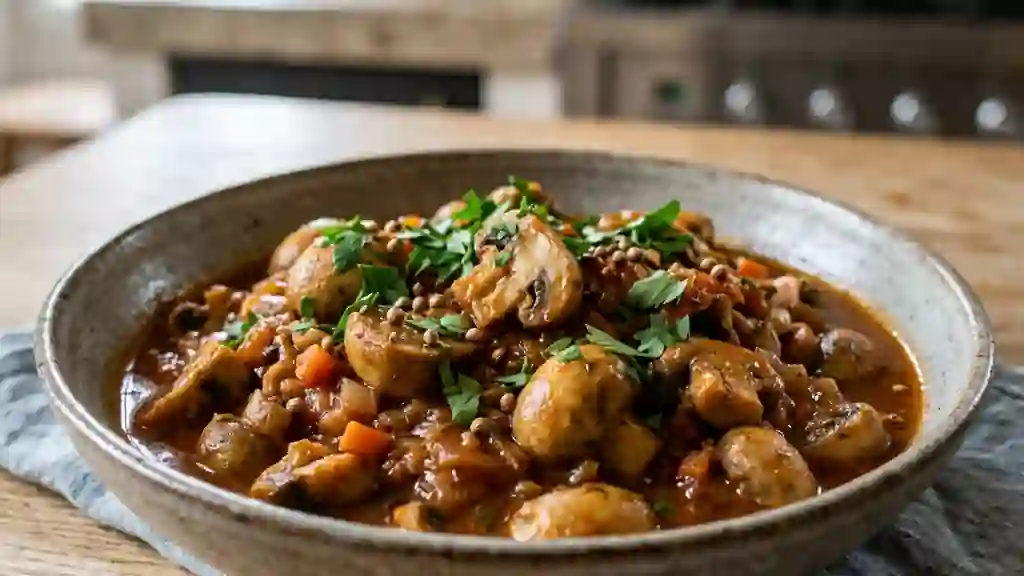 Champignons à la grecque fondants - Photo de présentation
