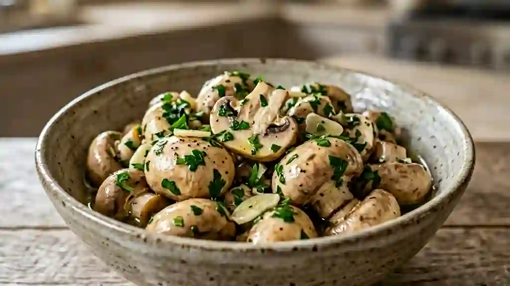 Champignons marinés à l'ail et persillade - Photo de présentation