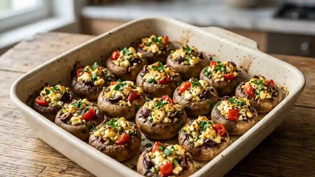 Champignons Farcis Feta et Olives - Photo de présentation