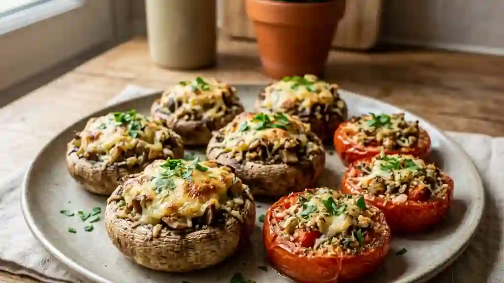 Champignons gratinés et tomates à la provençale - Photo de présentation