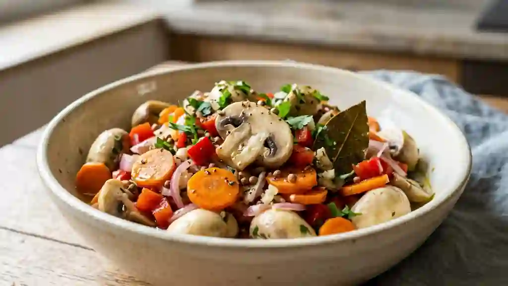 Champignons marinés au citron et coriandre - Photo de présentation