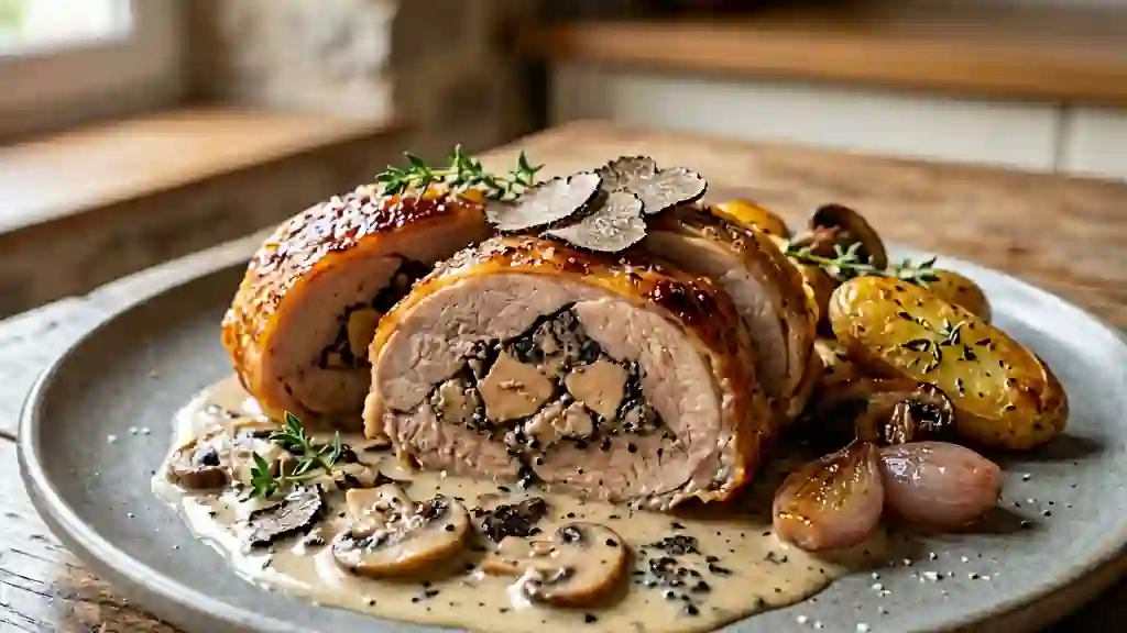 Chapon Fondant au Foie Gras et Éclats de Truffe - Photo de présentation