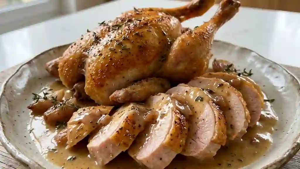Chapon Fondant et sa Sauce au Vin de Paille - Photo de présentation