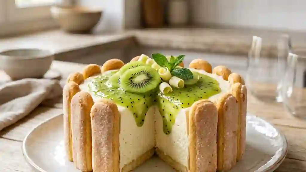 Charlotte Onctueuse Chocolat Blanc et Kiwi - Photo de présentation