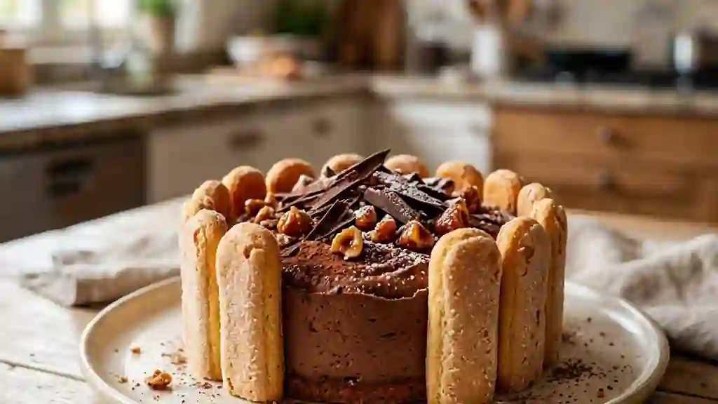 Charlotte fondante chocolat et praliné craquant - Photo de présentation