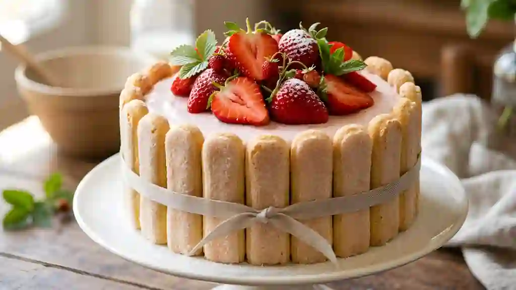 Charlotte aux fraises fondante et légère - Photo de présentation
